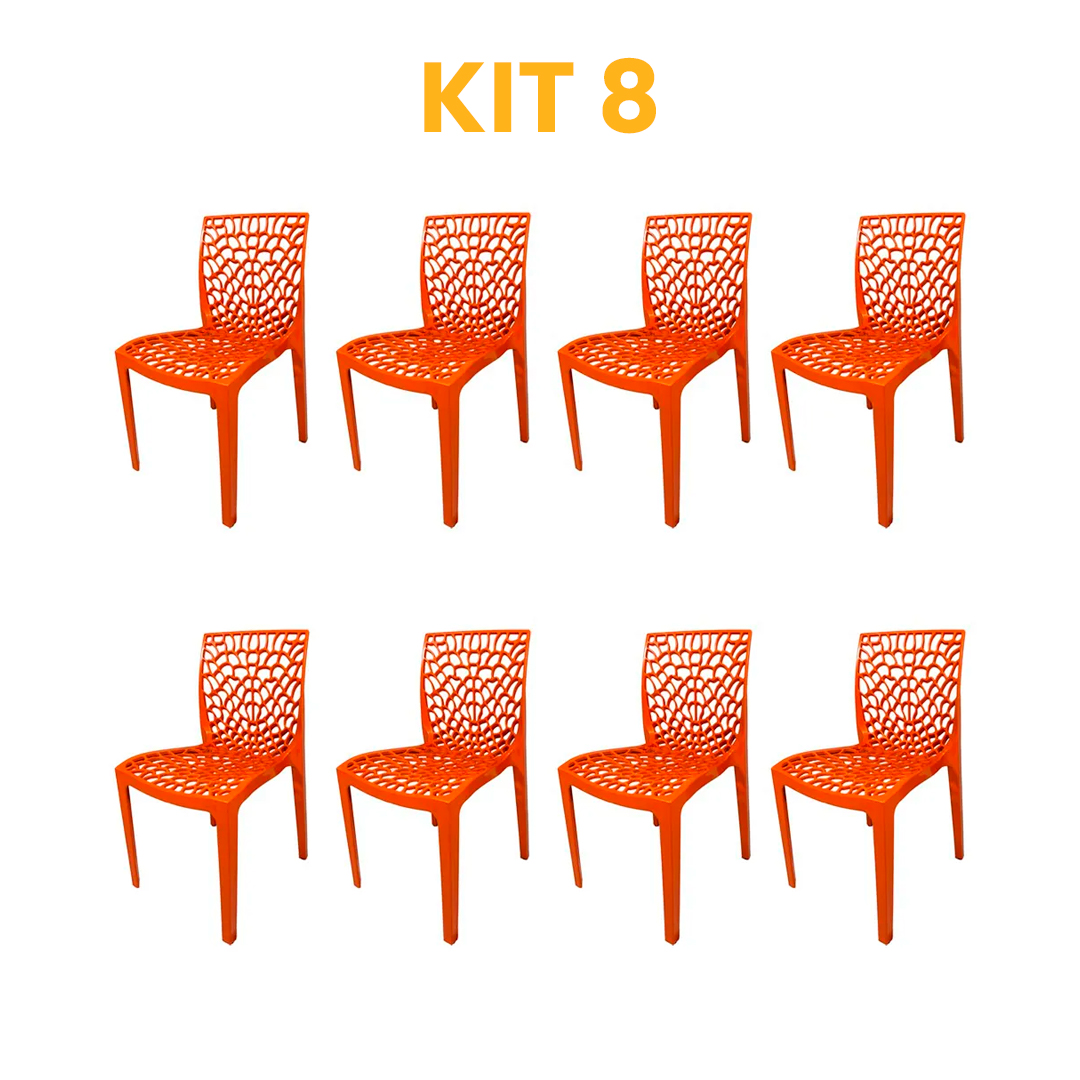 Kit - 8 Cadeiras Gruvyer Terracota