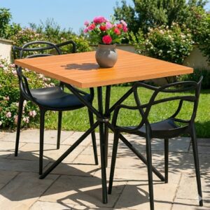 Conjunto Mesa Paris 75×75 com 2 Cadeiras Allegra Preta – Para Sala de Jantar, Cozinha e Área Gourmet