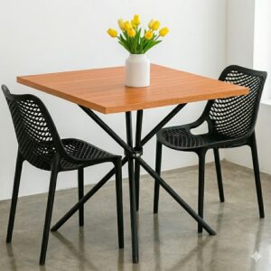 Conjunto Mesa Paris 75×75 com 2 Cadeiras Suits Preta – Ideal para Cozinha, Sala de Jantar e Área Gourmet
