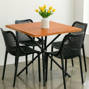 Conjunto Mesa Paris 75×75 com 4 Cadeiras Suits Preta – Ideal para Cozinha, Sala de Jantar e Área Gourmet