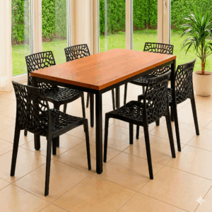 Conjunto Mesa Paris 136×80 com 6 Cadeiras Gruvyer Preta – Sala de Jantar, Cozinha e Área Gourmet