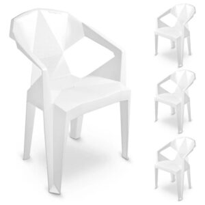 Kit 4 Poltronas Diamond Cadeira Plástica Reforçada 182kg Branco Diamond