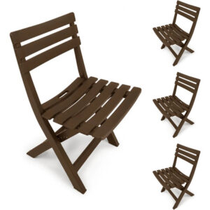 Kit 4 Cadeiras Dobraveis Bistro Plastico Area Externa Marrom Bistrô