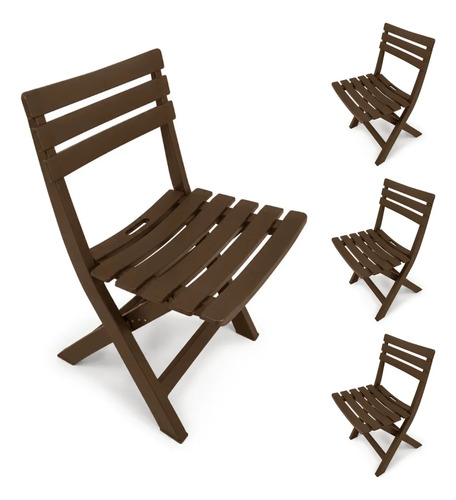 Kit 4 Cadeiras Dobraveis Bistro Plastico Area Externa Marrom Bistrô