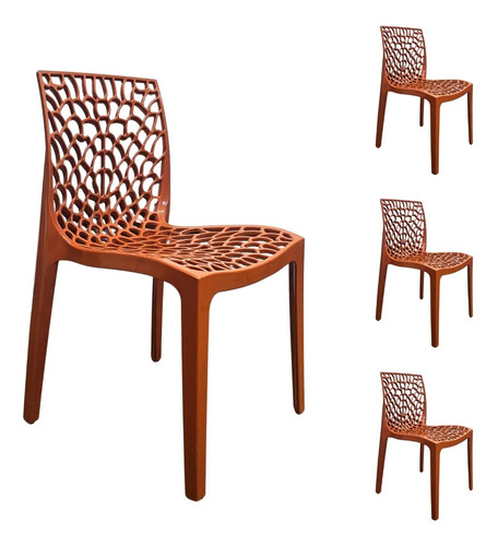 Kit 4 Cadeiras Gruvyer Sala De Jantar Cozinha Área Gourmet Gruvyer Terracota