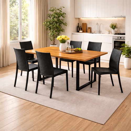 Kit 4 Cadeiras De Jantar Rattan Forte Resistente Empalhável Rattan Preto