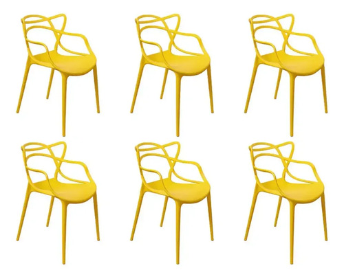 Kit 6 Cadeiras Allegra Sala De Jantar E Cozinha Empilháveis Allegra Amarelo