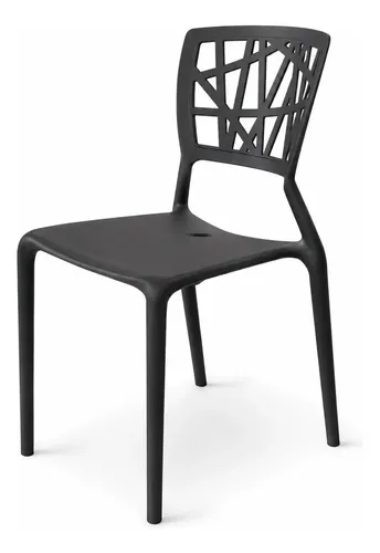 Cadeira De Jantar Elo Bistro Resistente Empilhavel Moderna Elo Preto