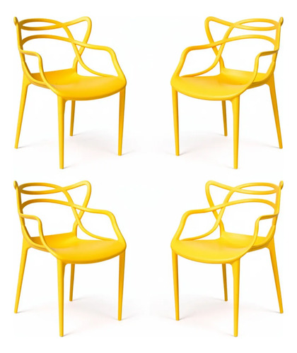 Kit 4 Cadeiras Allegra Novas Cores Lançamento Comércio Allegra Liso Amarelo