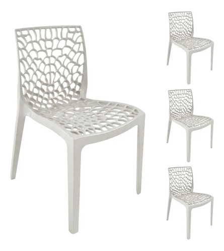 Kit 4 Cadeiras Gruvyer Sala De Jantar Cozinha Área Gourmet Gruvyer Branco