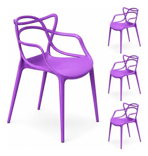 Kit 4 Cadeiras Allegra Novas Cores Lançamento Comércio Liso Roxo