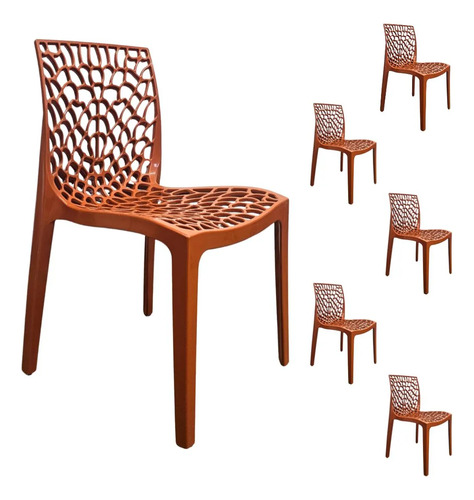 Kit 6 Cadeiras Sala De Jantar E Cozinha Gruvyer Área Gourmet Gruvyer Terracota