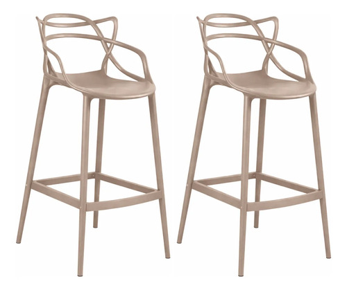 Kit 2 Banquetas Allegra Alta Cozinha Balcão Área Gourmet Liso Fendi