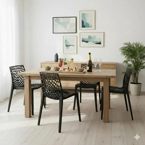 Kit 4 Cadeiras Gruvyer Empilhável Sala Jantar - Seat&co Preto