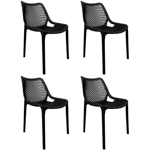 Kit 4 Cadeiras Suits Mosaico Para Sala De Jantar Cozinha Área Moderna Em Polipropileno Resistente Premium - Prime Home Sutis Mosaico Preto