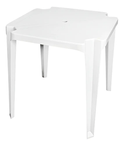 Mesa Em Plástico Quadrada Monobloco Gold Branca 70x70cm Branco