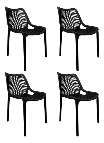 Kit 4 Cadeiras De Jantar Mosaico Suits Moderna E Resistente Suits Preto