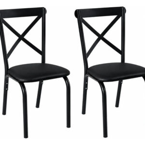 Kit 2 Cadeiras De Jantar Em Aço Paris Estofada Resistente Paris Preto