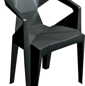 Cadeira Diamond Plástica Reforçada Poltrona Com Braço 182kg Preto Diamond