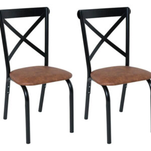 Kit 2 Cadeiras De Jantar Em Aço Paris Estofada Resistente Paris Caramelo