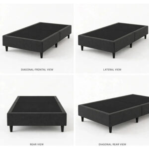 Base Cama Box Solteiro 80x188cm Em Suede Dobrável Compacta Cinza