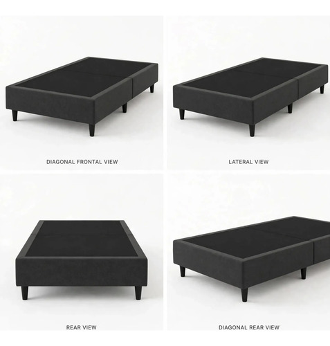 Base Cama Box Solteiro 80x188cm Em Suede Dobrável Compacta Cinza