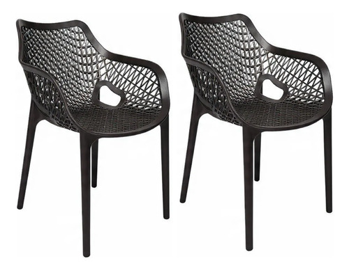 Kit 2 Cadeiras Poltrona Suits Para Sala De Jantar Moderna Suits Preto