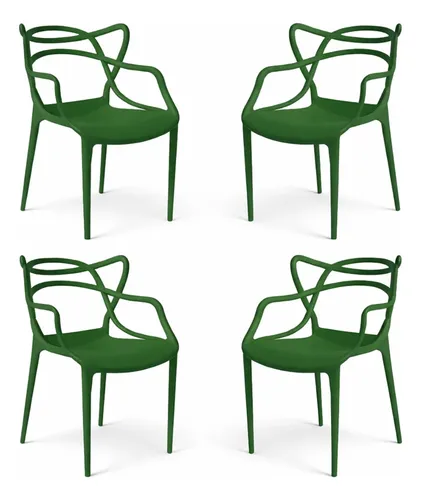 Kit 4 Cadeiras Allegra Coloridas Brasil Copa 2026 Empilhável Allegra Verde