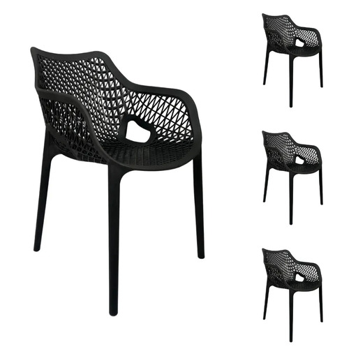 Kit 4 Poltronas Suits Mosaico Sala De Jantar Cozinha Design Moderno Cor Preto