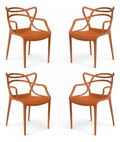 Kit 4 Cadeiras Allegra Novas Cores Lançamento Comércio Allegra Liso Terracota
