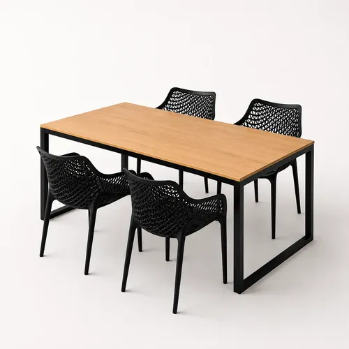 Kit 4 Cadeira Poltrona Mosaico Com Braço Design Concha Suits Mosaico Preto