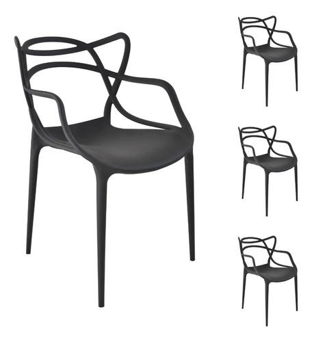 Kit 4 Cadeiras Allegra Novas Cores Lançamento Comércio Allegra Liso Preto