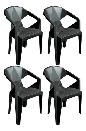 Rio Cadeiras Diamond Kit De 4 Sillones De Plástico Con Capacidad Para Hasta 182kg De Diamante Preto