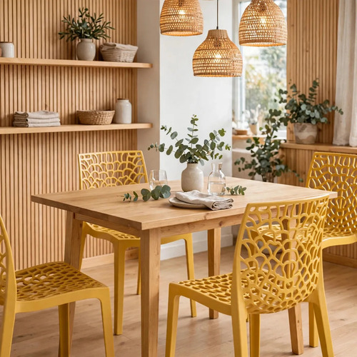 Kit 6 Cadeiras Sala De Jantar E Cozinha Gruvyer Área Gourmet Gruvyer Amarelo