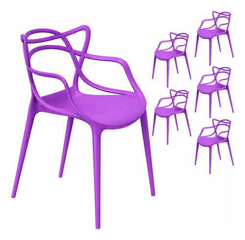 Kit 6 Cadeiras Allegra Sala De Jantar E Cozinha Empilháveis Allegra Roxo