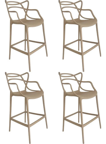 Kit 4 Banquetas Alta Pra Balcão Area Gourmet Allegra Nude Em Polipropileno Fosco