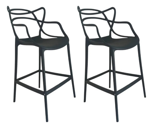 Kit 2 Banquetas Allegra Alta Cozinha Balcão Área Gourmet Fosca Preto