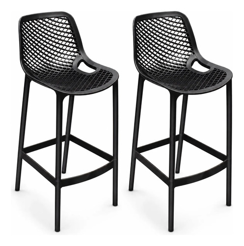 Kit Banquetas Alta Mosaico Suits Empilháveis Balcão Gourmet 2 Banquetas Mosaico Suits Preto