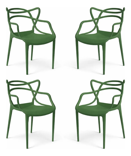Kit 4 Cadeiras Allegra Novas Cores Lançamento Comércio Allegra Liso Verde