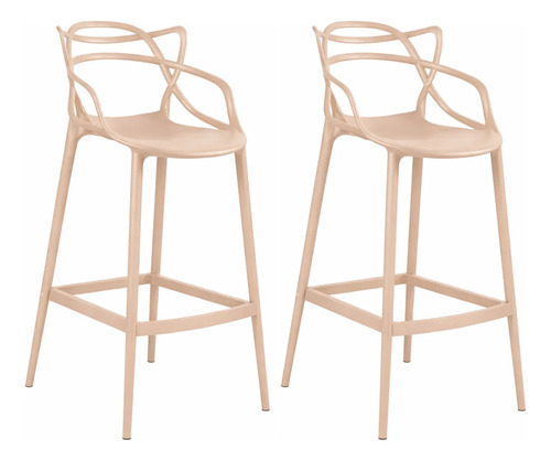 Kit 2 Banquetas Allegra Alta Cozinha Balcão Área Gourmet Liso Nude
