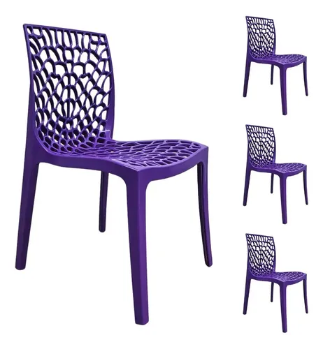 Kit 4 Cadeiras Gruvyer Sala De Jantar Cozinha Área Gourmet Gruvyer Roxo Violeta