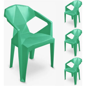 Kit 4 Poltronas Diamond Cadeira Plástica Reforçada 182kg Verde Diamond