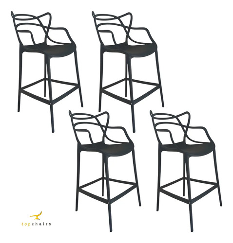 Banqueta Top Chairs Allegra Cor Preto Do 108cm Do Alto X 4unid