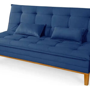 Sofá 2 Lugares Reclinável 140cm Confortável Pés Em Madeira Azul Mobly 140