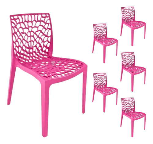Kit 6 Cadeiras Sala De Jantar E Cozinha Gruvyer Área Gourmet Gruvyer Rosa