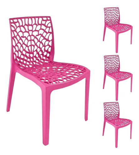 Kit 4 Cadeiras Gruvyer Sala De Jantar Cozinha Área Gourmet Gruvyer Rosa