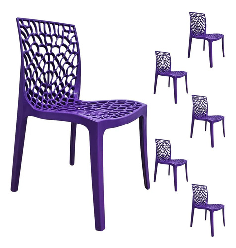 Kit 6 Cadeiras Sala De Jantar E Cozinha Gruvyer Área Gourmet Gruvyer Roxo