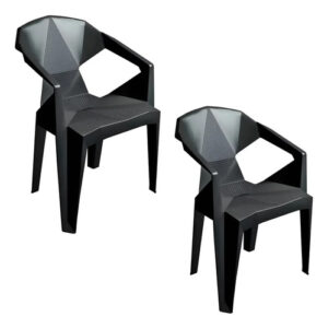 Cadeiras Plásticas Preta Jr Premium Diamond 2 Unidades Empilháveis Preto