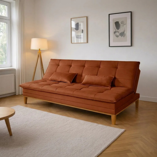 Namoradeira Mobly Sofá 2 Lugares Confortável Pés De Madeira Terracota Mobly 2 Lugares