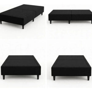 Base Cama Box Solteiro 80x188cm Em Suede Dobrável Compacta Preto